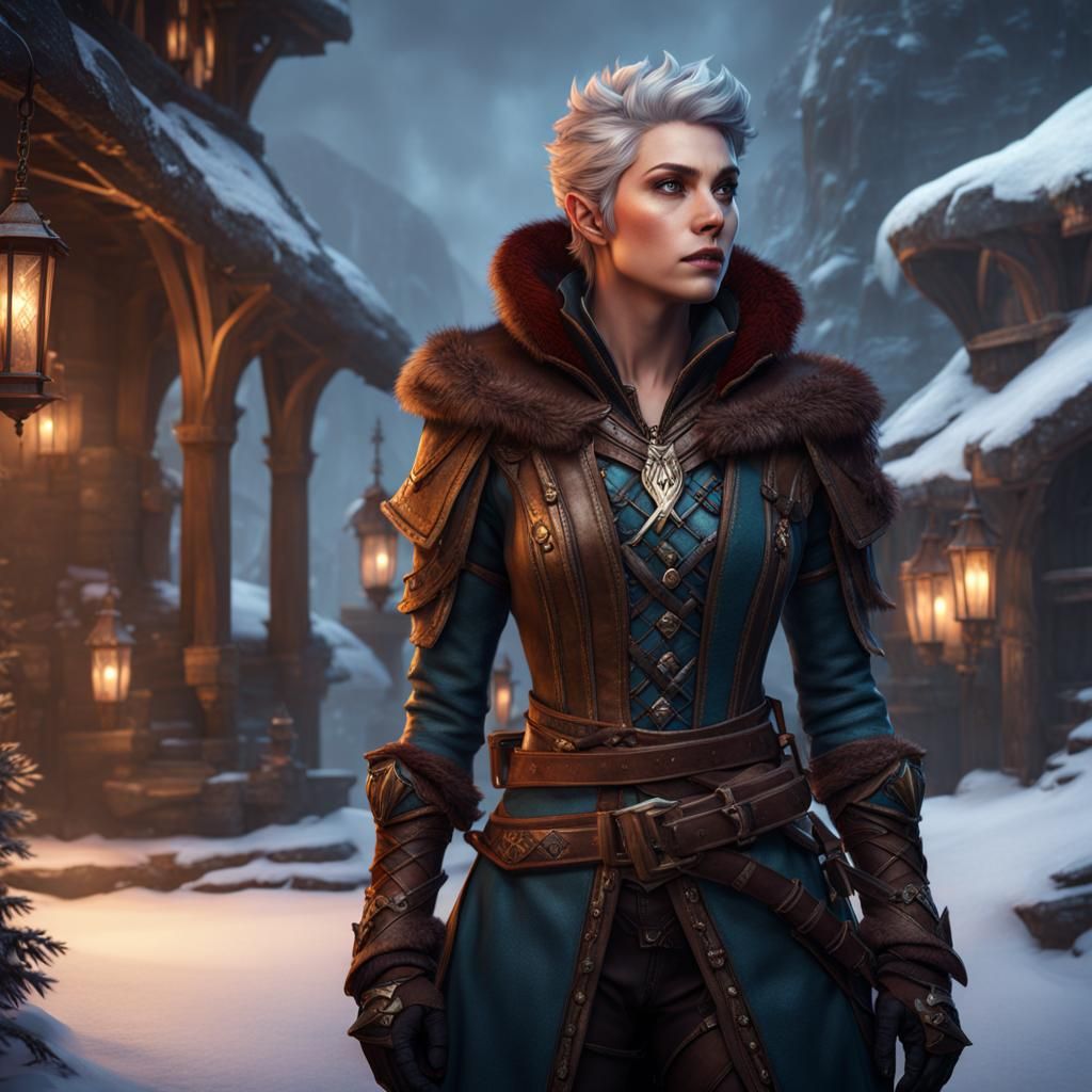 Half Elf Bard in Detailed Matte Painting