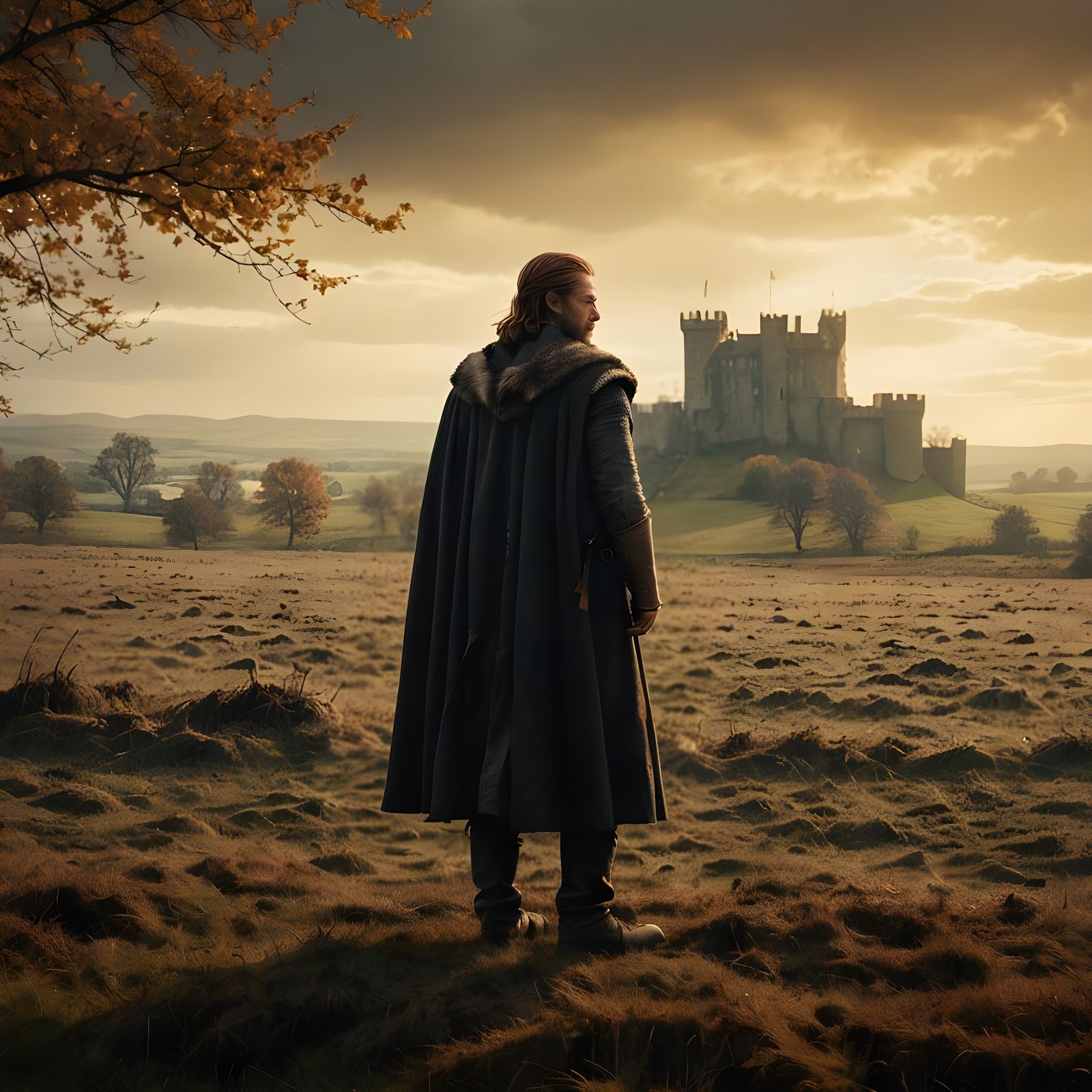 Ned Stark in Autumnal Field, Cinematic Still
