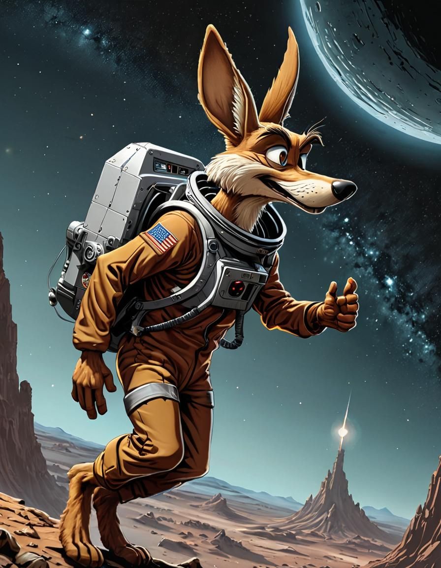 Wile E. Coyote in Spacesuit, Comic Book Art
