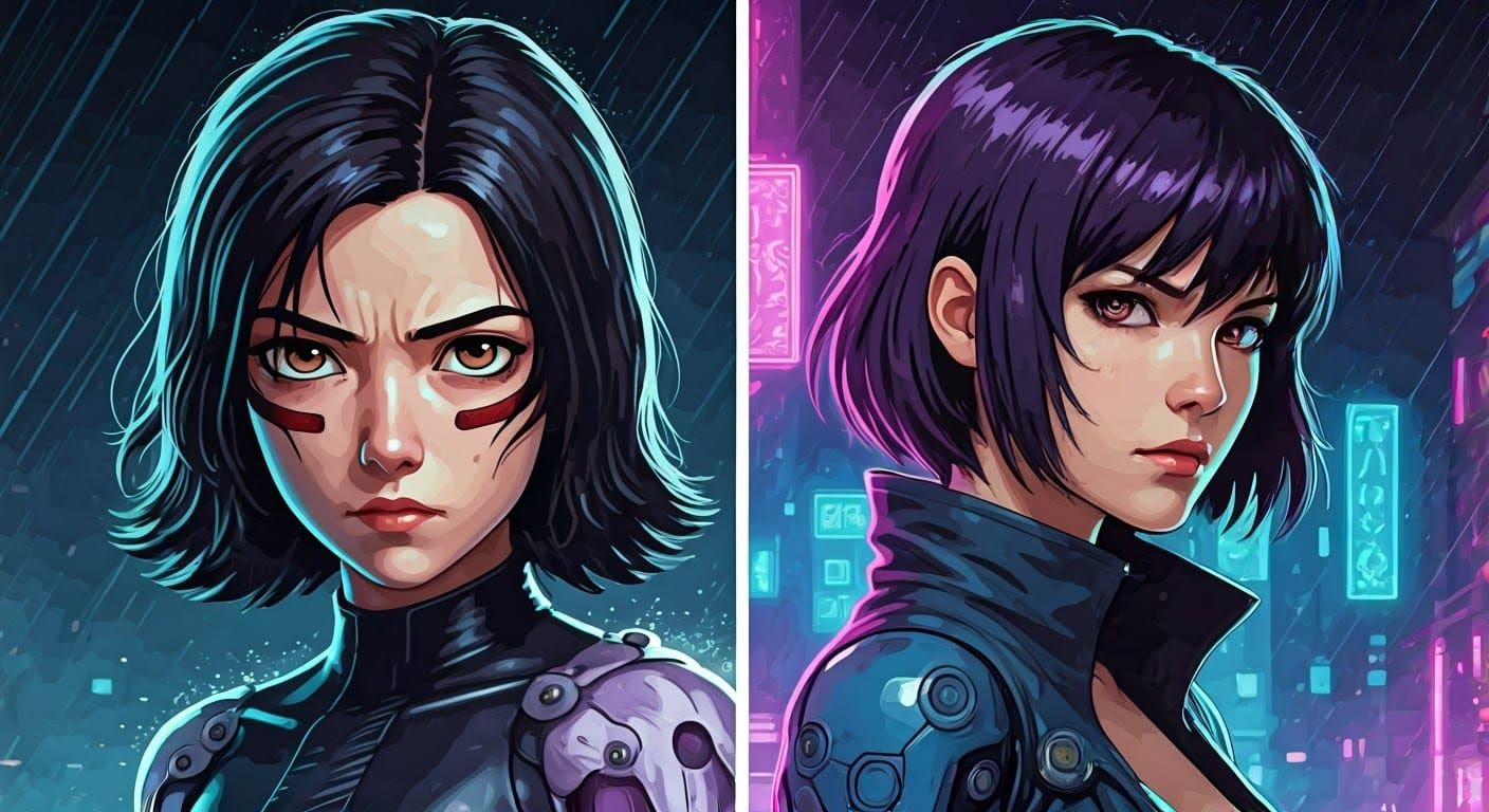 Gally (Gunnm Hyper Future Vision) And  Motoko kusanagi (Ghos...
