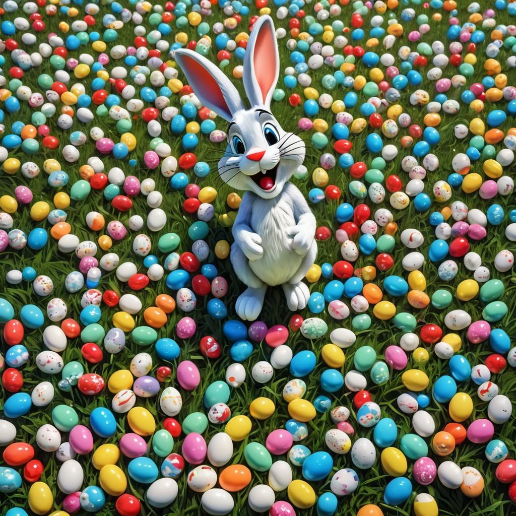 Bugs Bunny as Easter Bunny in Candy Art Style