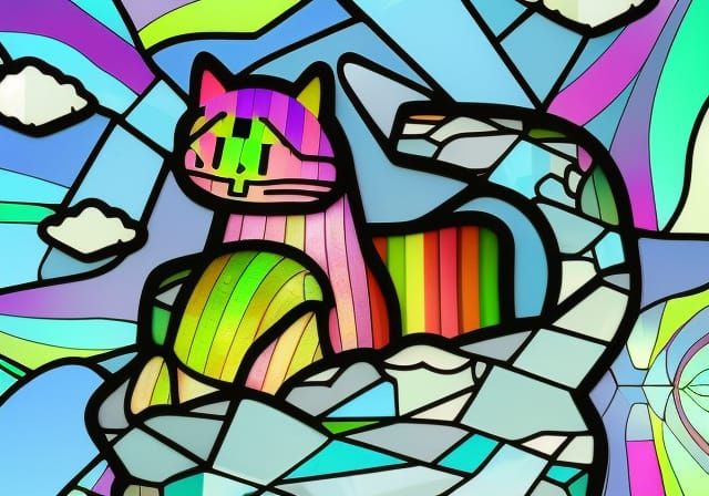 Psychedelic Stained Glass Nyan Cat in 3D
