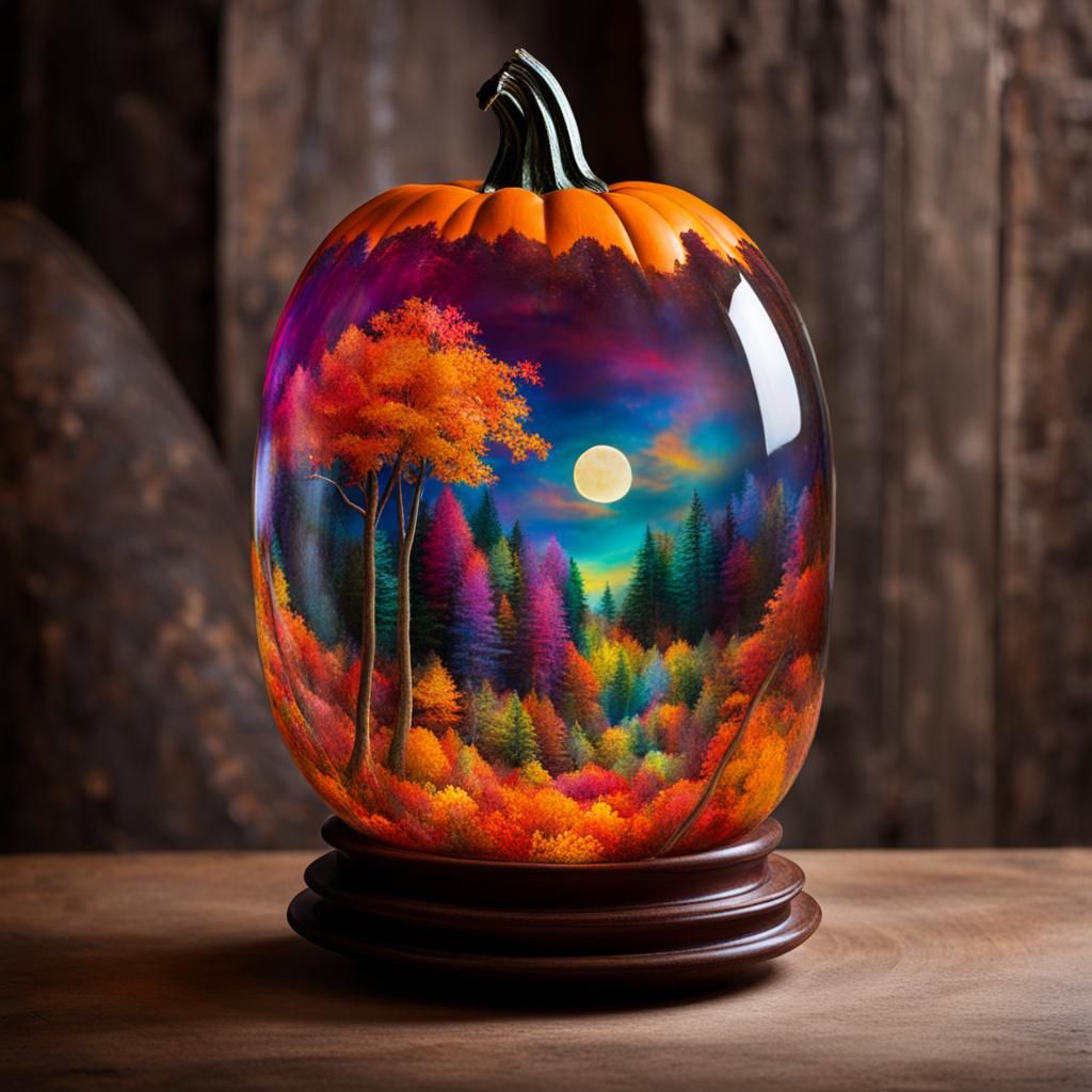 Mystical World Within a Glass Pumpkin