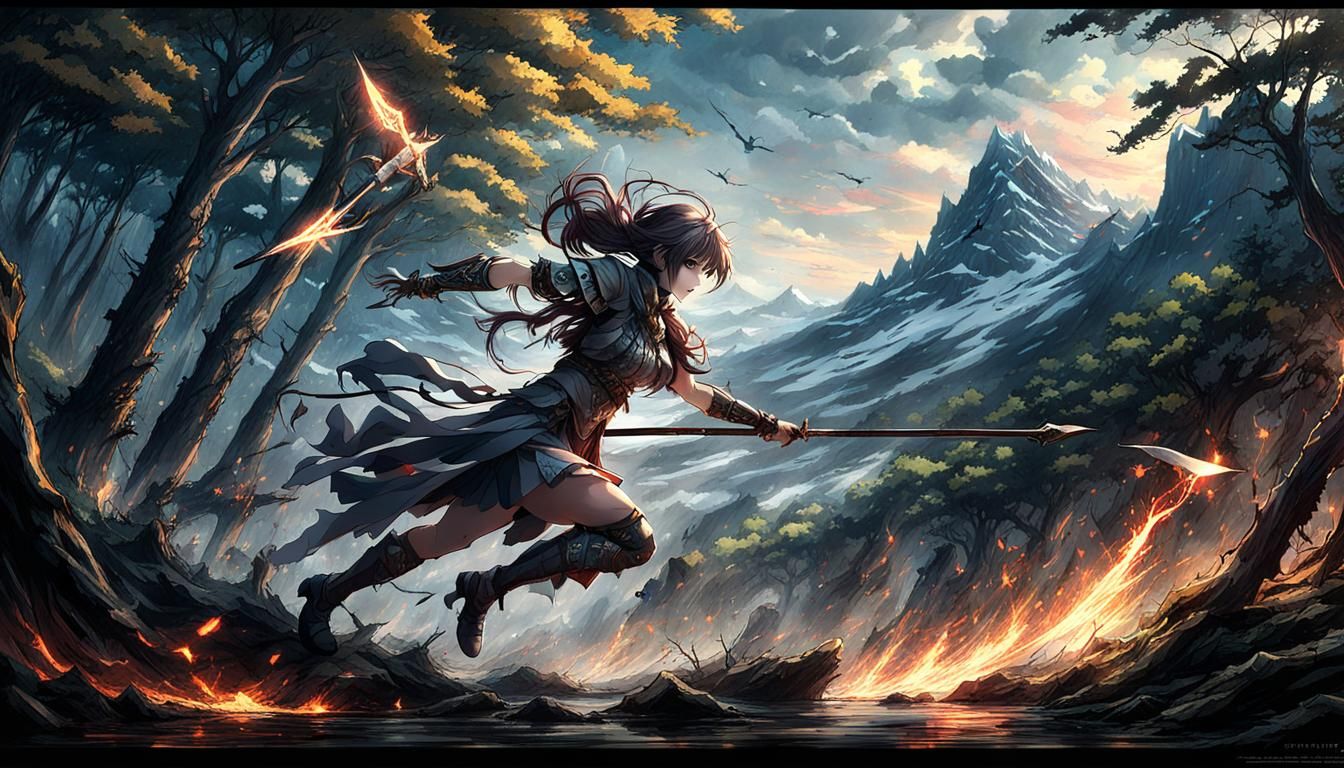 Warrior Maiden Attacks Gorgon: Anime Key Visual