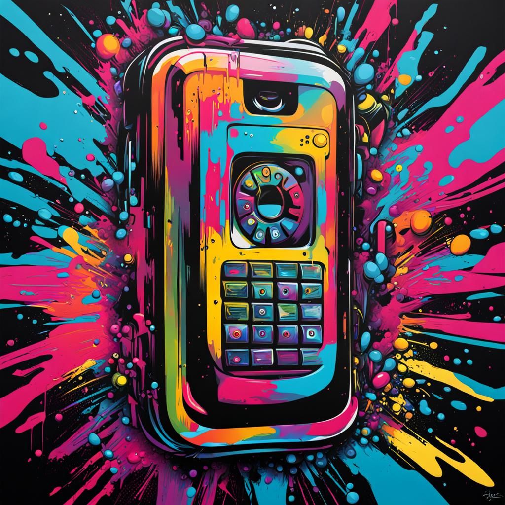 Cyber Phone in Graffiti Street Art Style
