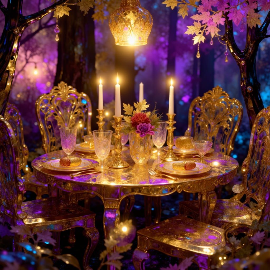 Iridescent Christmas Party Table Setting