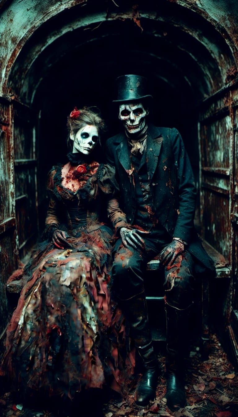 Macabre Couple in Love Tunnel Carriage