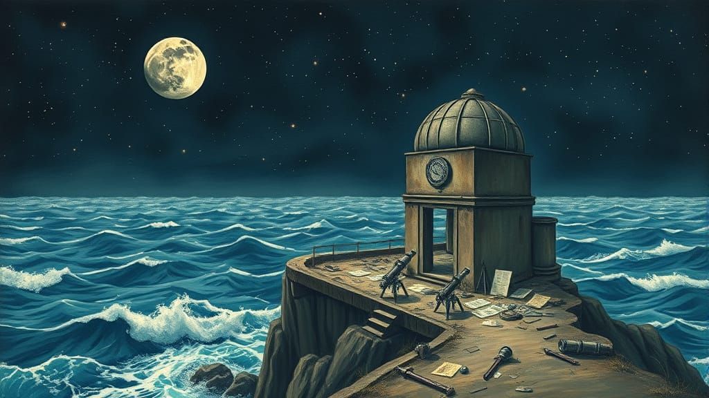 Abandoned Observatory on Windswept Cliff, Impressionistic St...