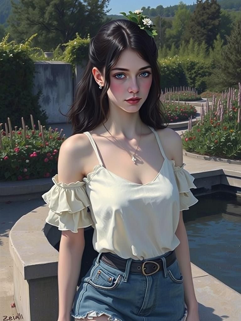 Photorealistic Portrait of Woman with Straw Hat