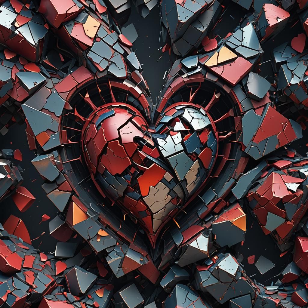 Fractured Heart: Detailed Matte Painting in Deep Color