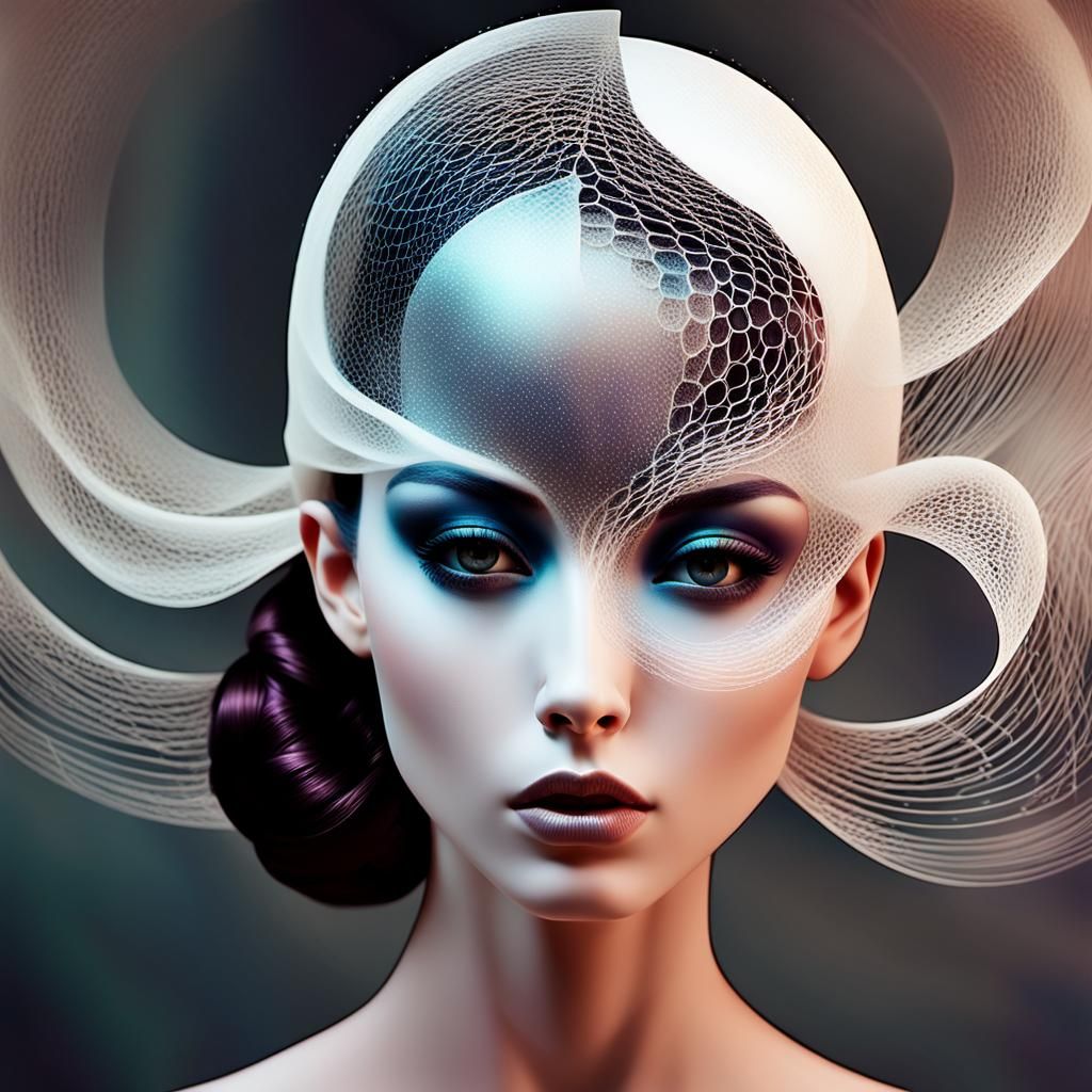 Ethereal Futuristic Woman in Dreamy, Mystical Atmosphere