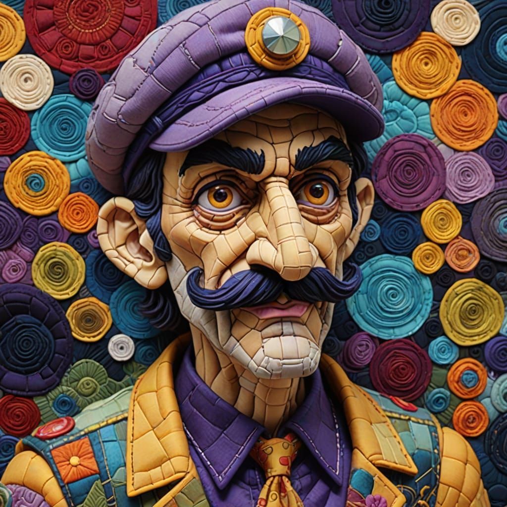 A Dynamic Fabric Sculpture of Waluigi