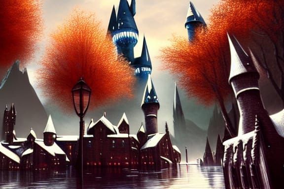 Hogwarts School in Winter: Detailed Matte Painting