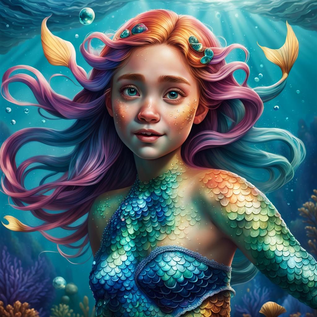 Ellie Sattler as Hyperrealistic Mermaid Splash Art