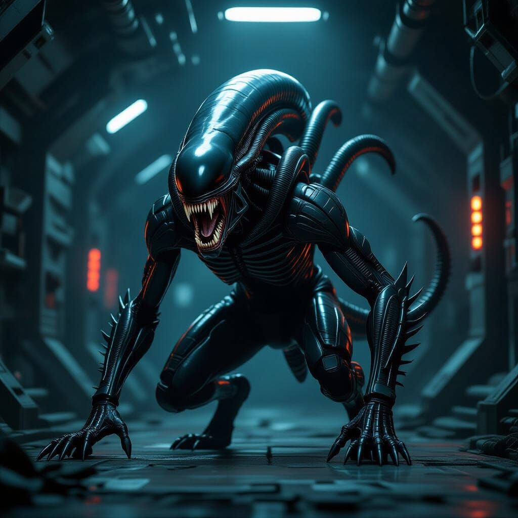 Terrifying Xenomorph Dog Creature on Spaceship
