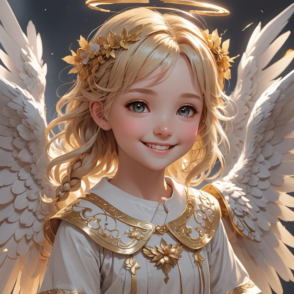 Adorable Angel Girl in 3D Anime Art