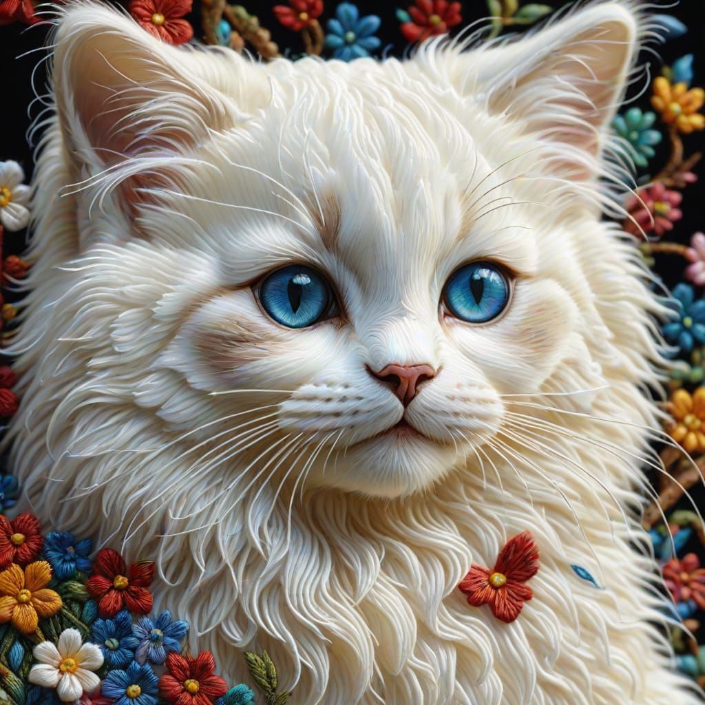 Cat Portrait, Embroidery