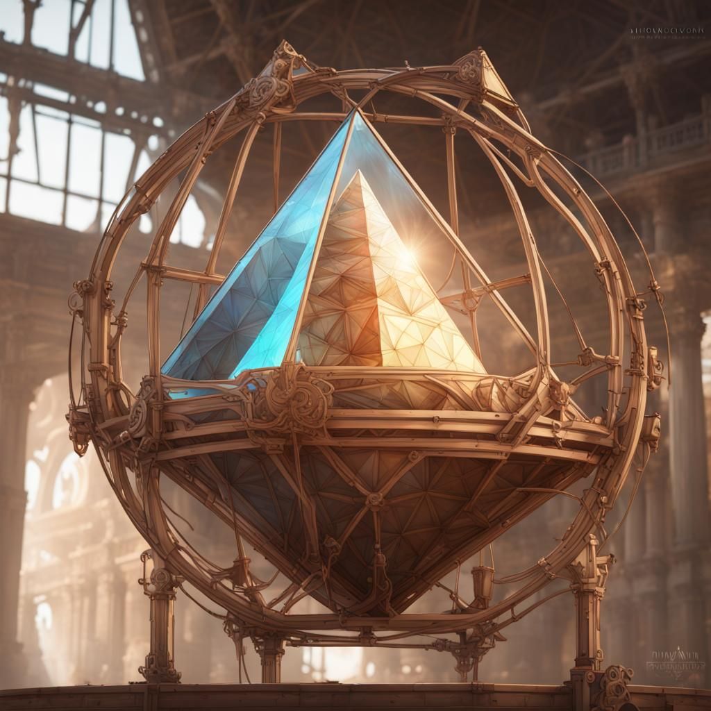 Pyramid Crystal within Sphere and Scaffolding