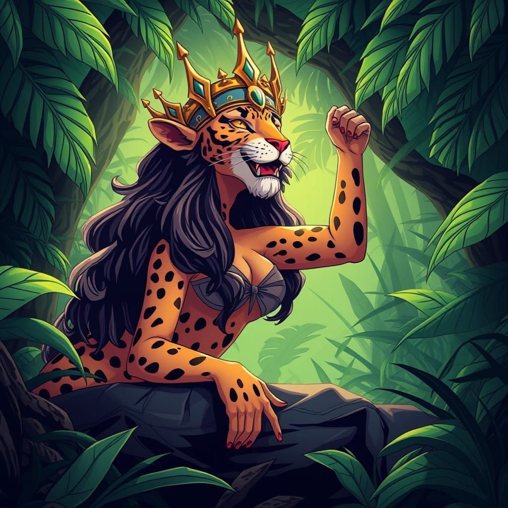 Manga Queen Rules the Jungle with Anime Cinematic Flair