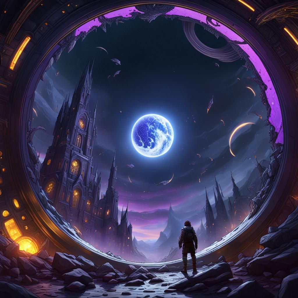 Hyperrealistic Black Hole Eclipse: Dark Fantasy Concept Art