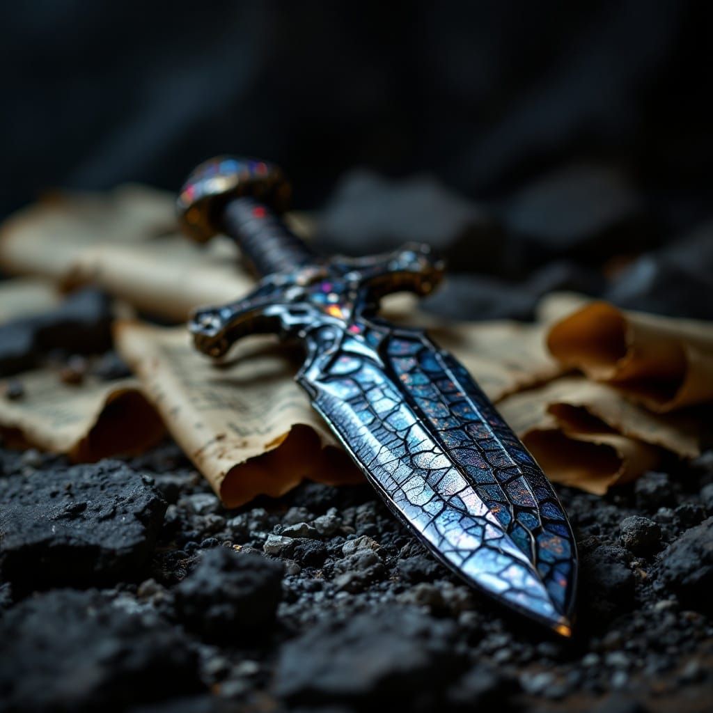 Millefiori Glass Ceremonial Dagger Close-Up