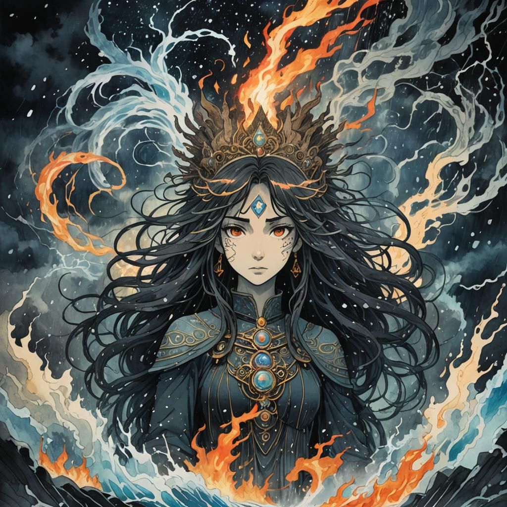 Ishtar Deity in Studio Ghibli Anime Style