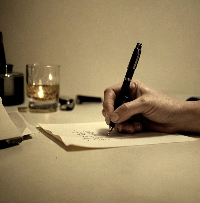 Woman Writes with Fountain Pen in Cinematic Style