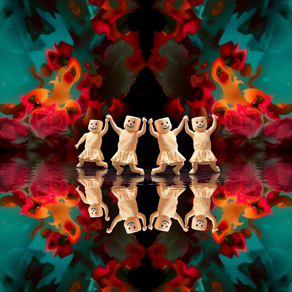 Hot Marshmallow Men Dance in the River of Reflections