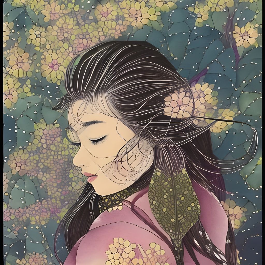 Daydreaming Woman in Watercolor by Keiko Tanabe