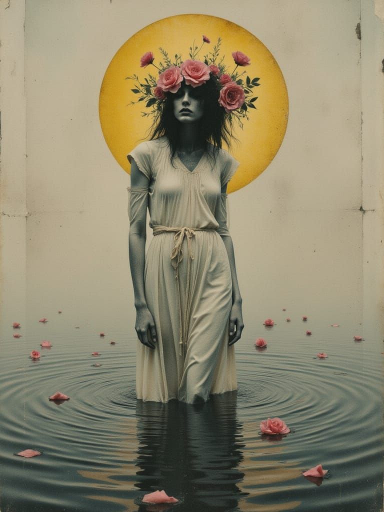 Dead Woman in Tarn: Gothic Art Deco & Cosmic Collage