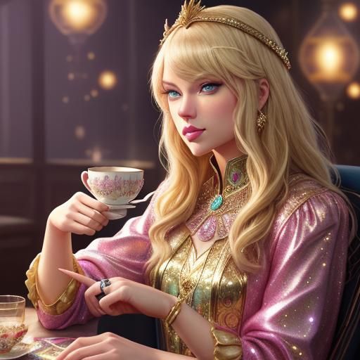 Taylor Swift as Tarot Reader in Art Nouveau Style