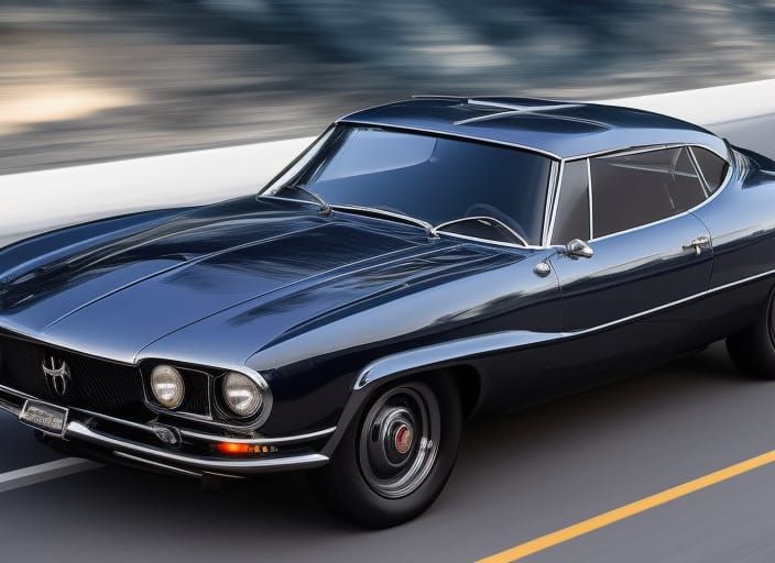 Retrofuturistic Maserati in Split-Complementary Colors