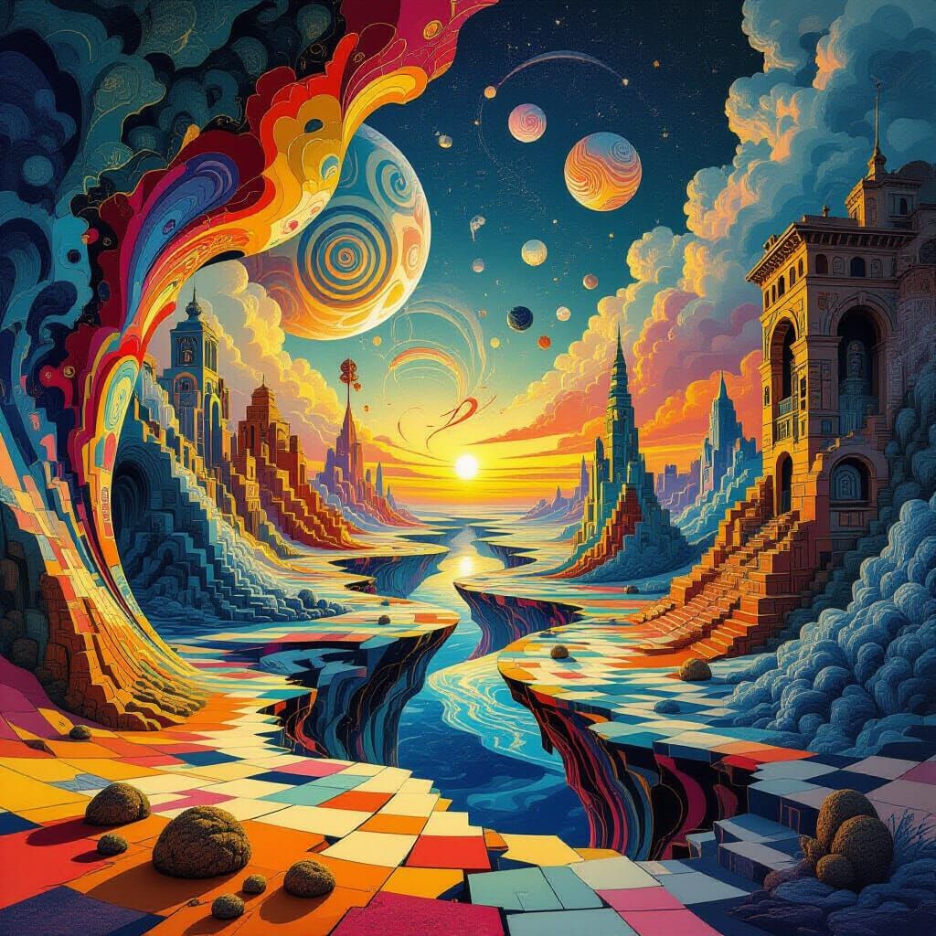 Surreal Dreamscape with Swirling Patterns