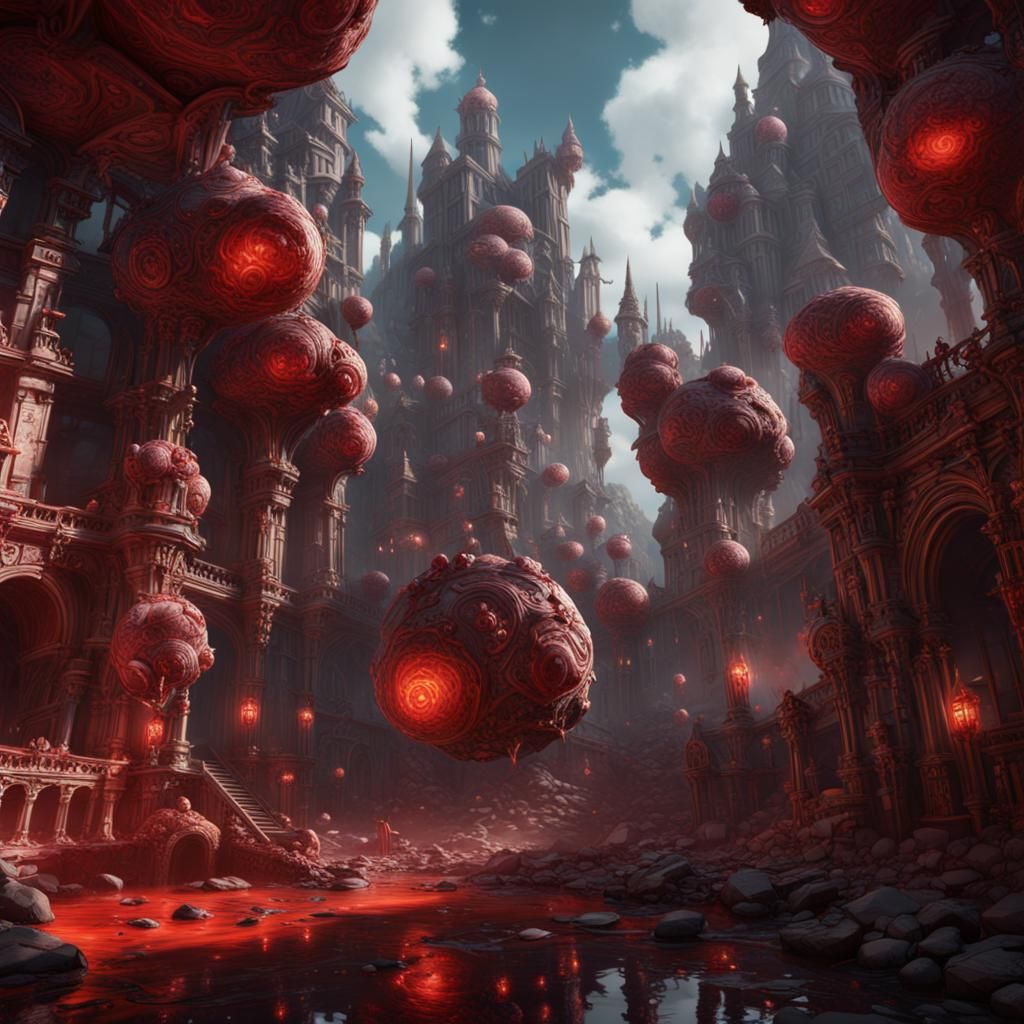Fantastical Redditor Bombs in Detailed Matte Painting Style