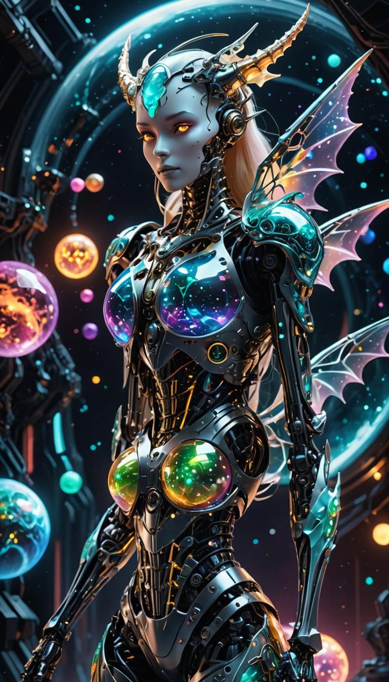 Cybernetic Dragon Girl in Outer Space, Anime Style