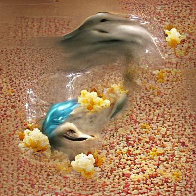 Dolphin Swimming in a Sea of Popcorn