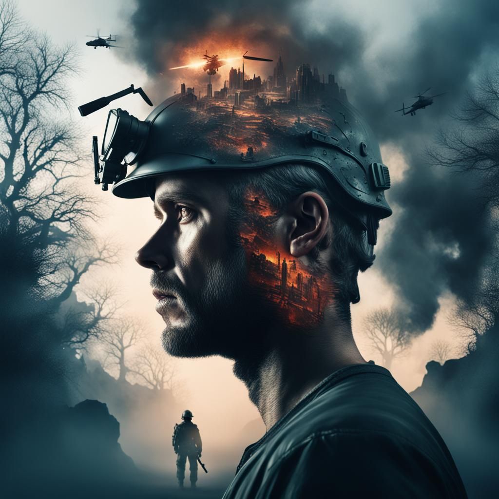 Man with War Zone Mind: Detailed Matte Painting