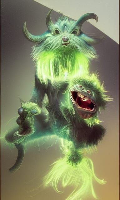 Furry Blue Monster Doing Tai Chi in Hyperrealism