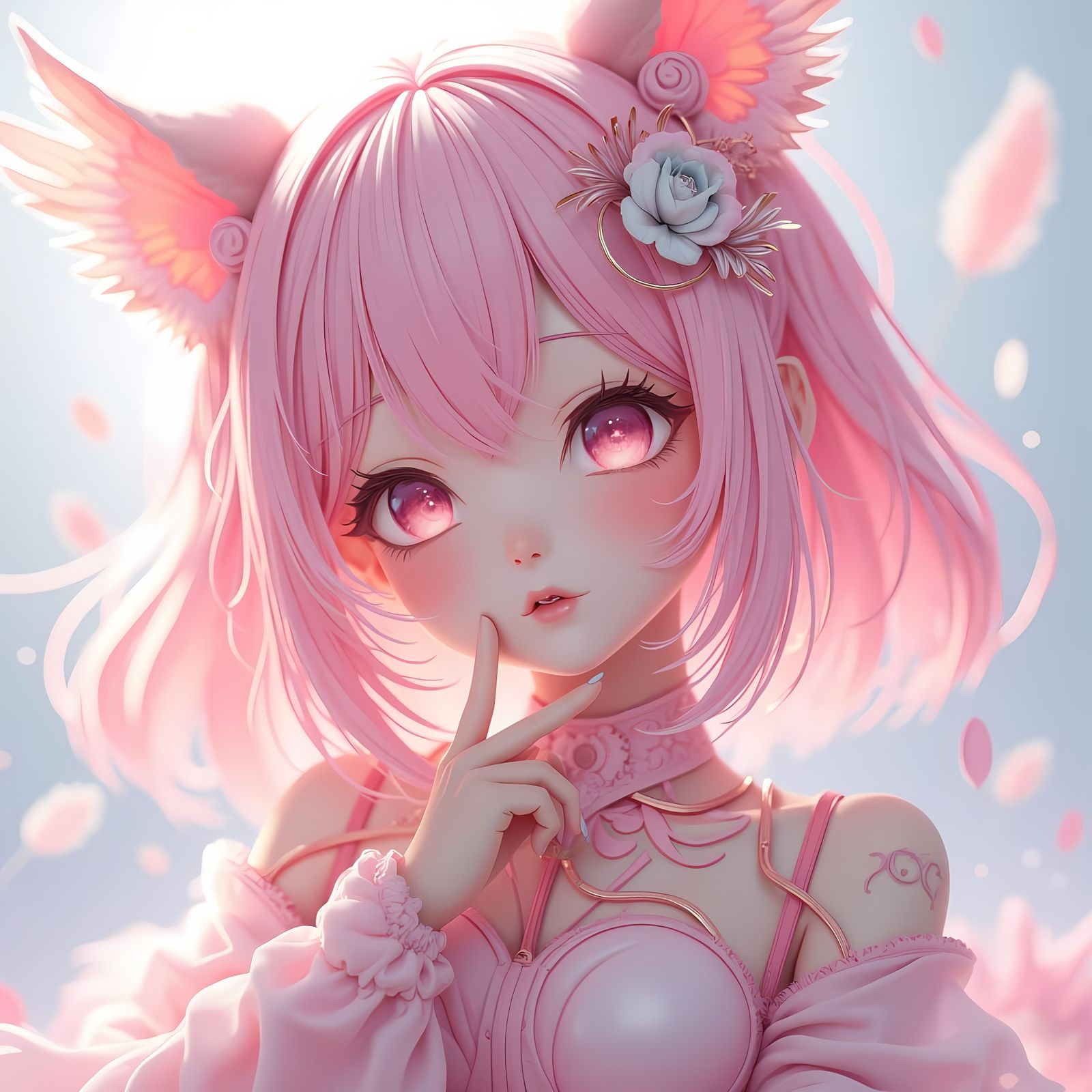 Pink Anime Girl Avatar in 3D Digital Art