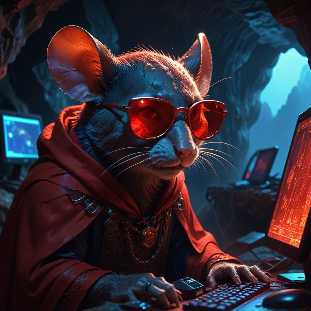 Mouse Villain Planning World Domination in Dark Fantasy