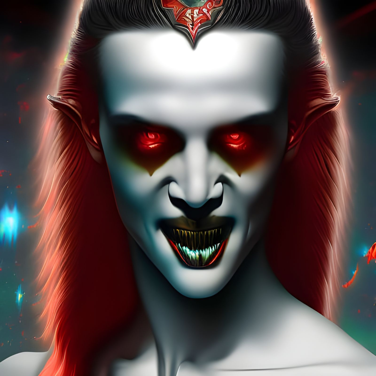 Astral Vampire Portrait in Mixed Media Style