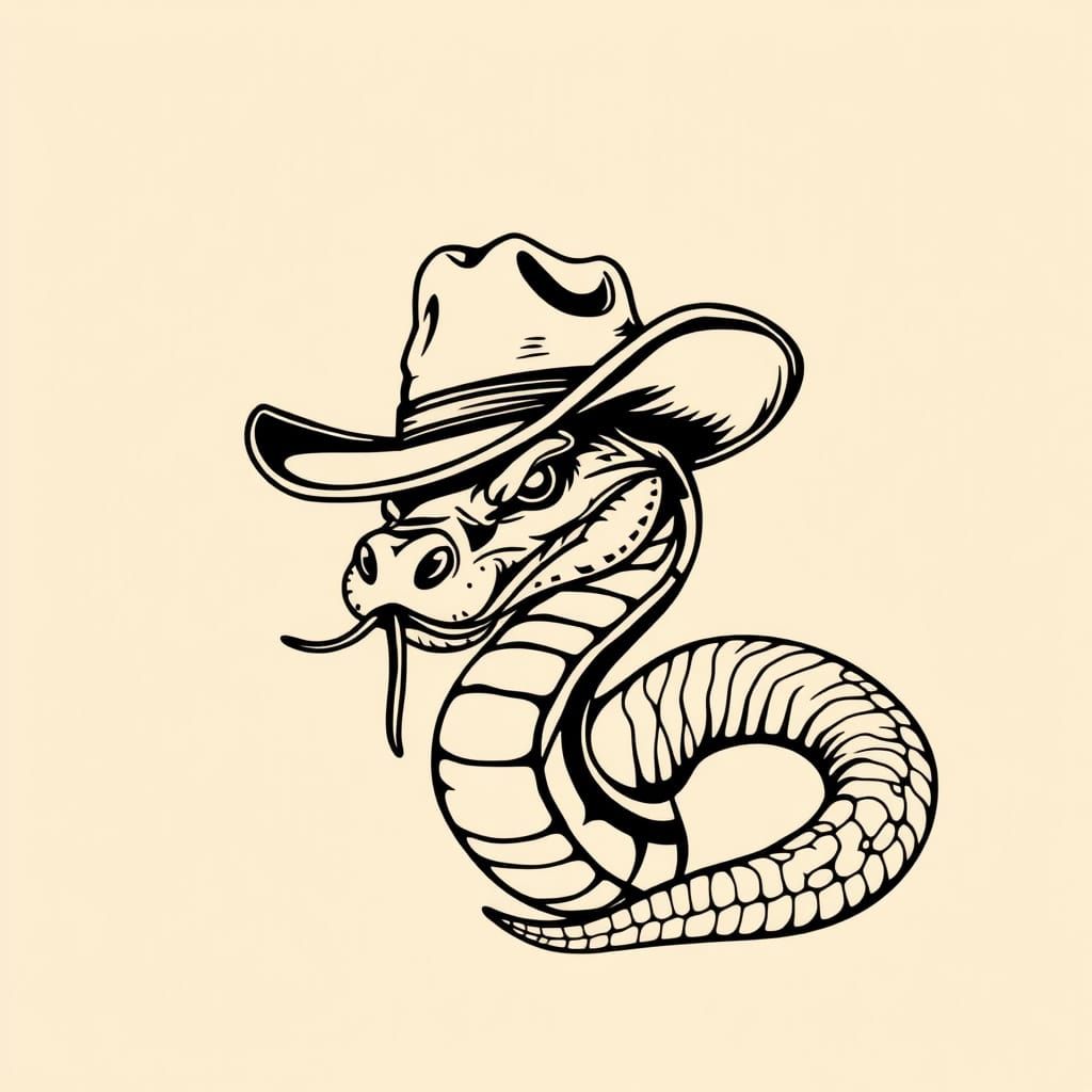 design of Snake wearing Cowboy hat