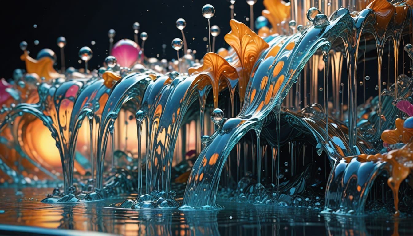 Abstract Physics Visualization: Fluid Dynamics Fountain