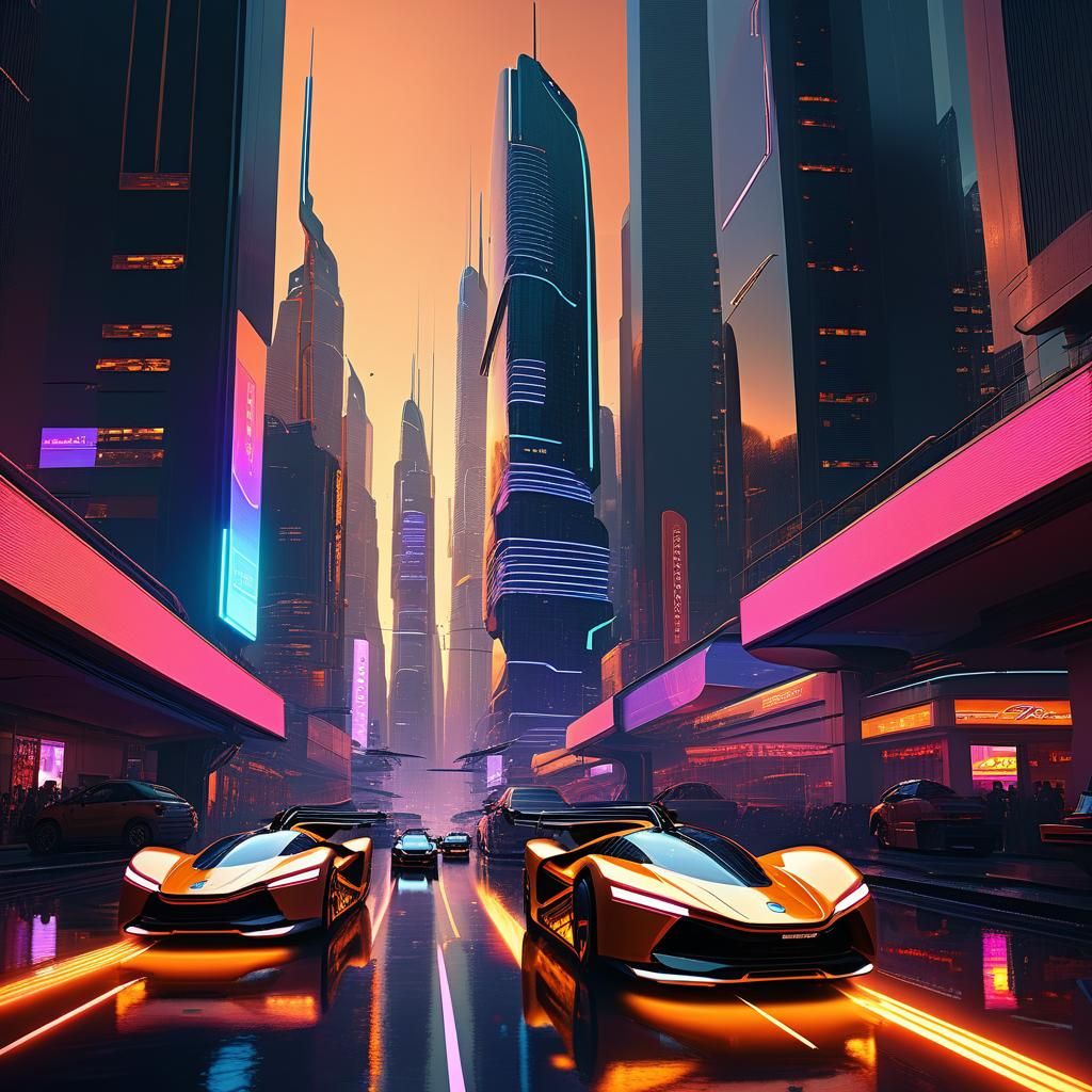 Stunning Futuristic Cityscape at Sunset