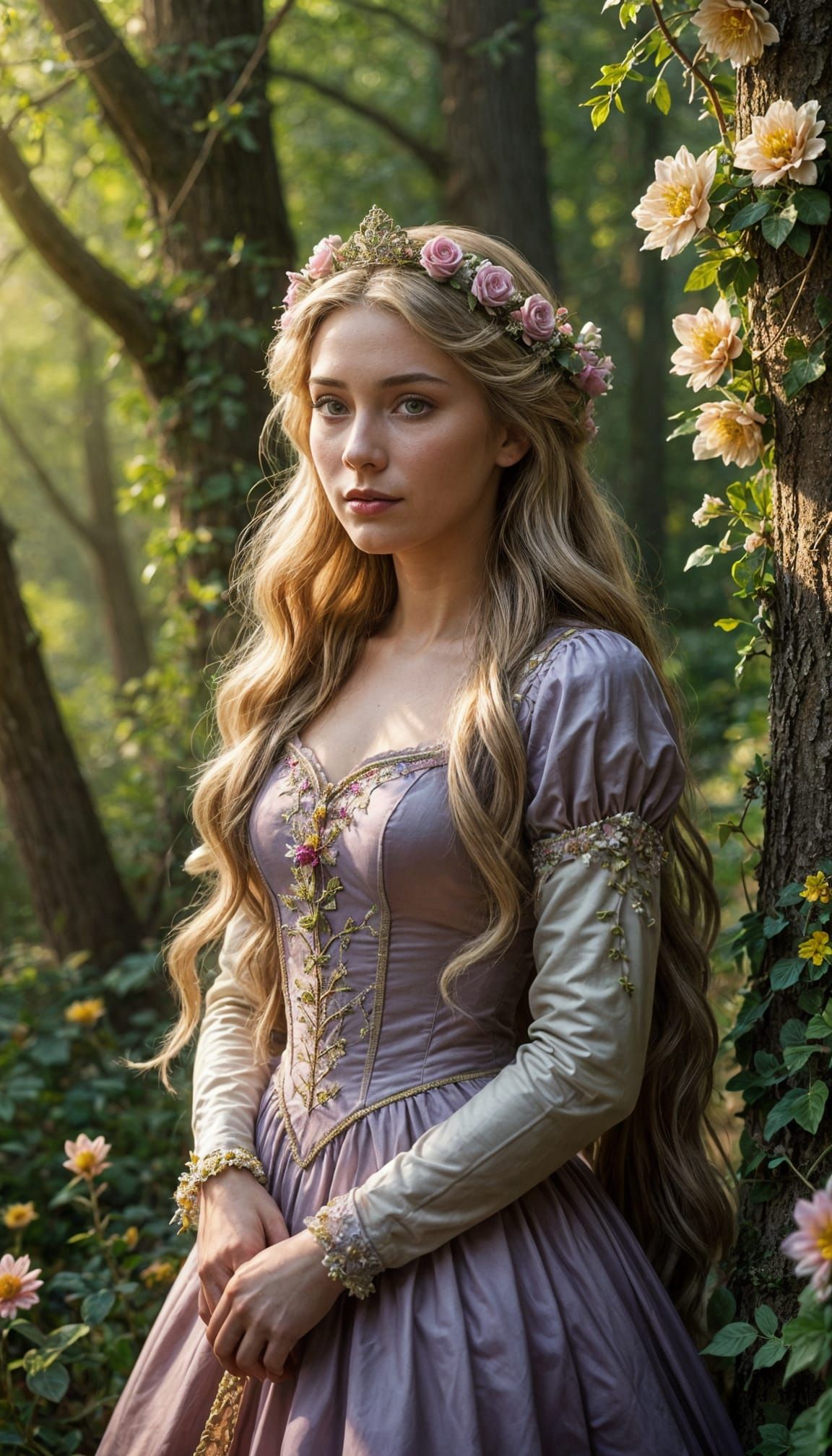 Princess of the Enchanted Forest in Floral Crown