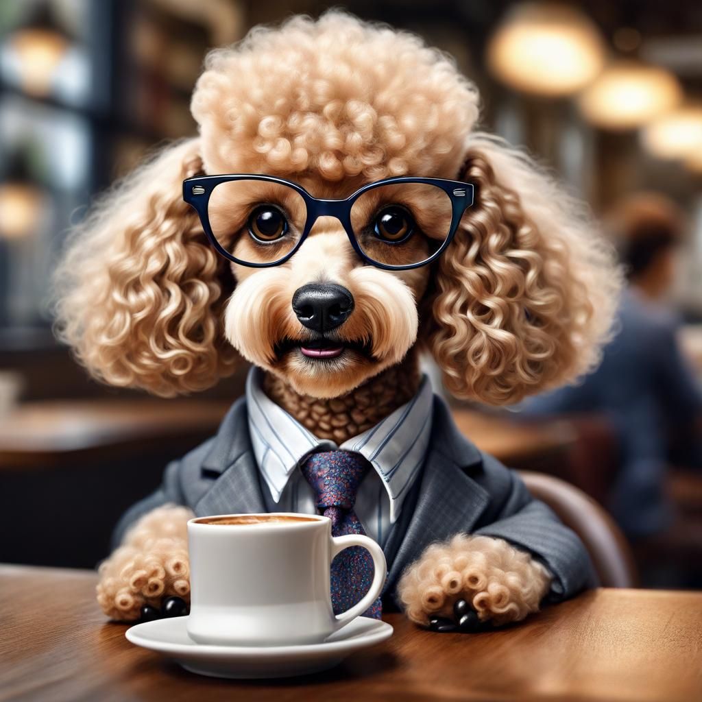 Poodle in Suit: Ultra-Realistic Digital Art