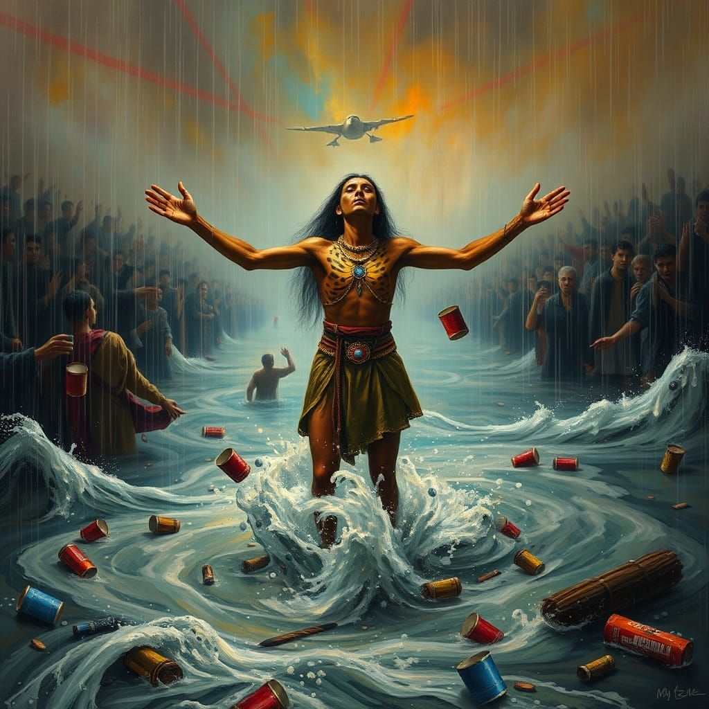 Leopard Rain Dancer in Great Flood, Rothko-Escher Style