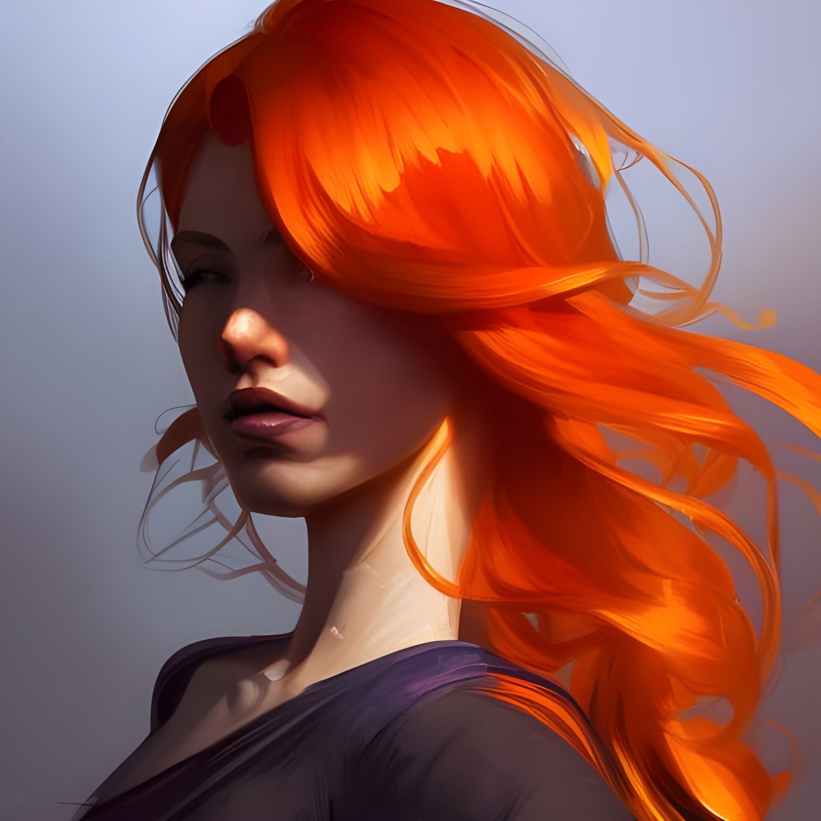 Orange-Haired Portrait in Art Nouveau Style