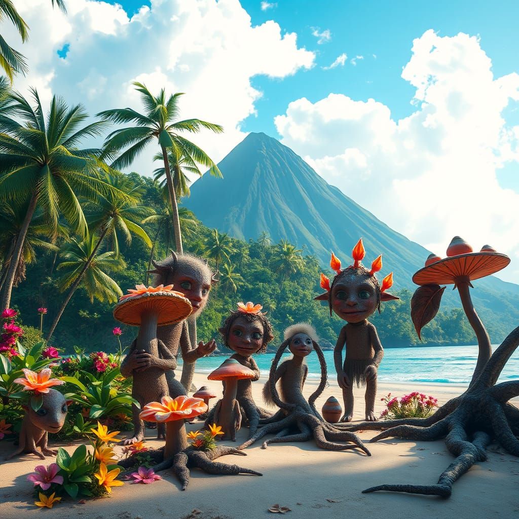 Mystical Island Puppet Adventure in Fantasy Art Style