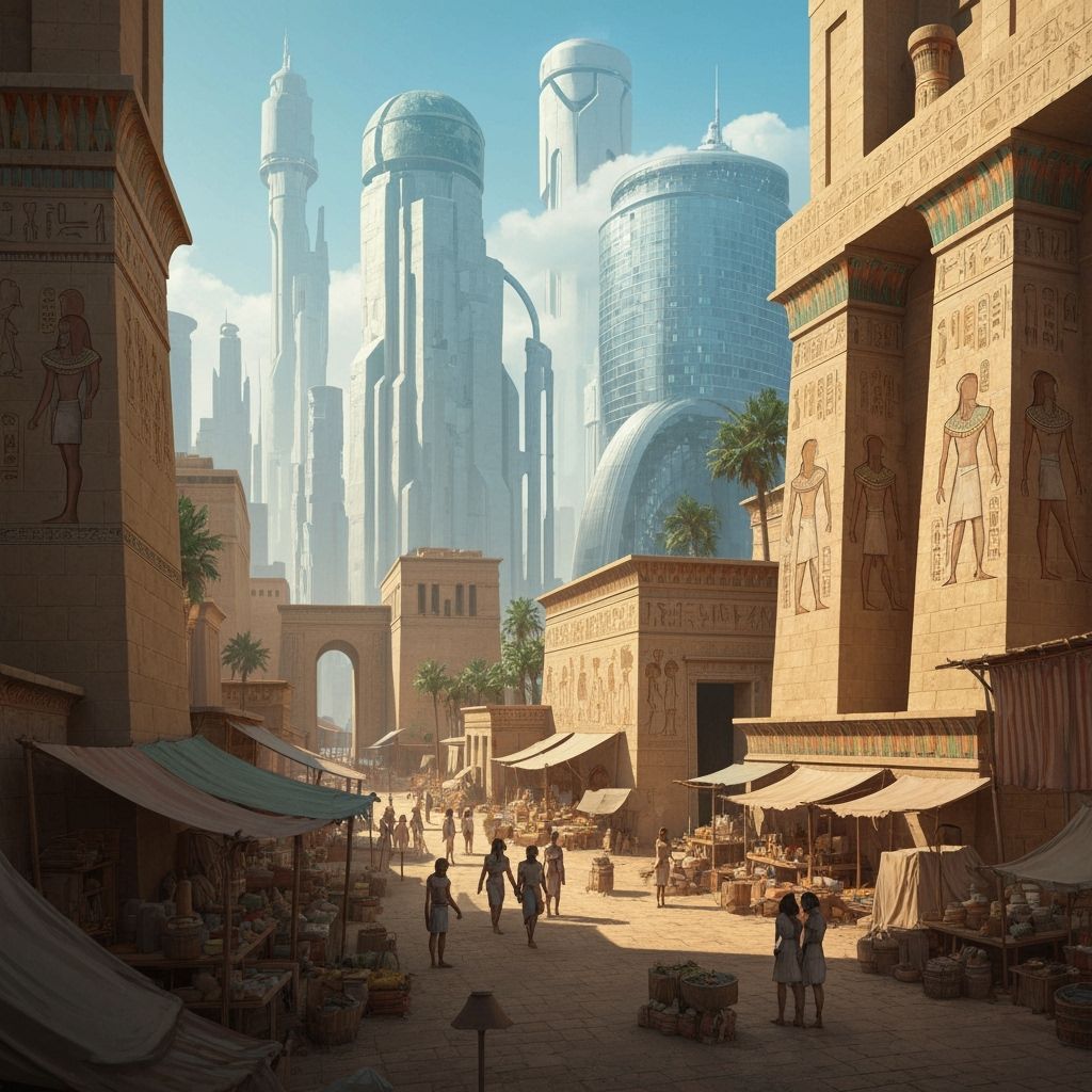 Futuristic Egyptian Cityscape Inspired by Syd Mead